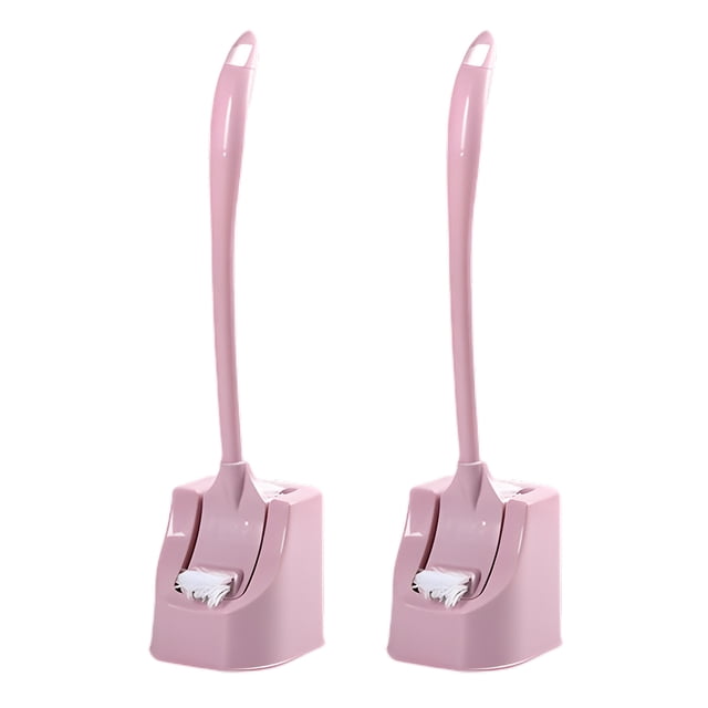 Monstrate Juego de escobillas de baño de doble cara, 2 uds., accesorios de baño que ahorran trabajo, cepillo de limpieza de esquinas, cepillos de mango Suministros de limpieza para el hogar Rosa Monstrate HA081639-03