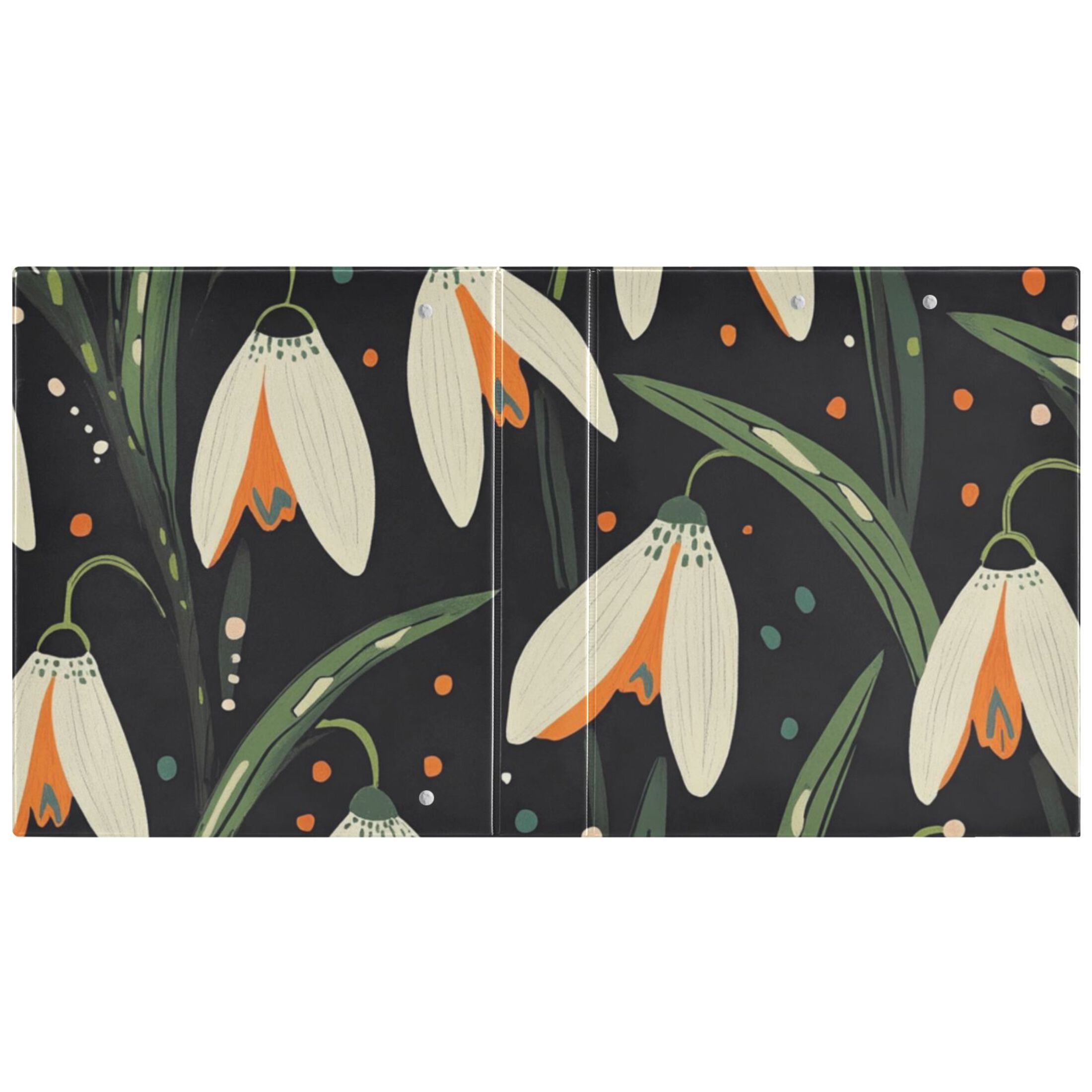 Flowers in Dark 3 Ring Binders 1.5 inch Hardcover File Folders with Interior Pockets A4 Size Organizer for School Office Hospital Set of 2