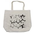thumbnail image 1 of Grunge Shopping Bag, Grunge Star Brush Strokes with Different Borders and Angles Artisan Design Print, Eco-Friendly Reusable Bag for Groceries Beach and More, 15.5" X 14.5", Cream, by Ambesonne, 1 of 2