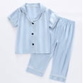 thumbnail image 4 of mgoYE Silk Satin Pajamas Set 12-18 Months Girls 2 Piece Pj Sets Short Sleeve Sleepwear Soft Button Loungewear for Kids Blue, 4 of 4