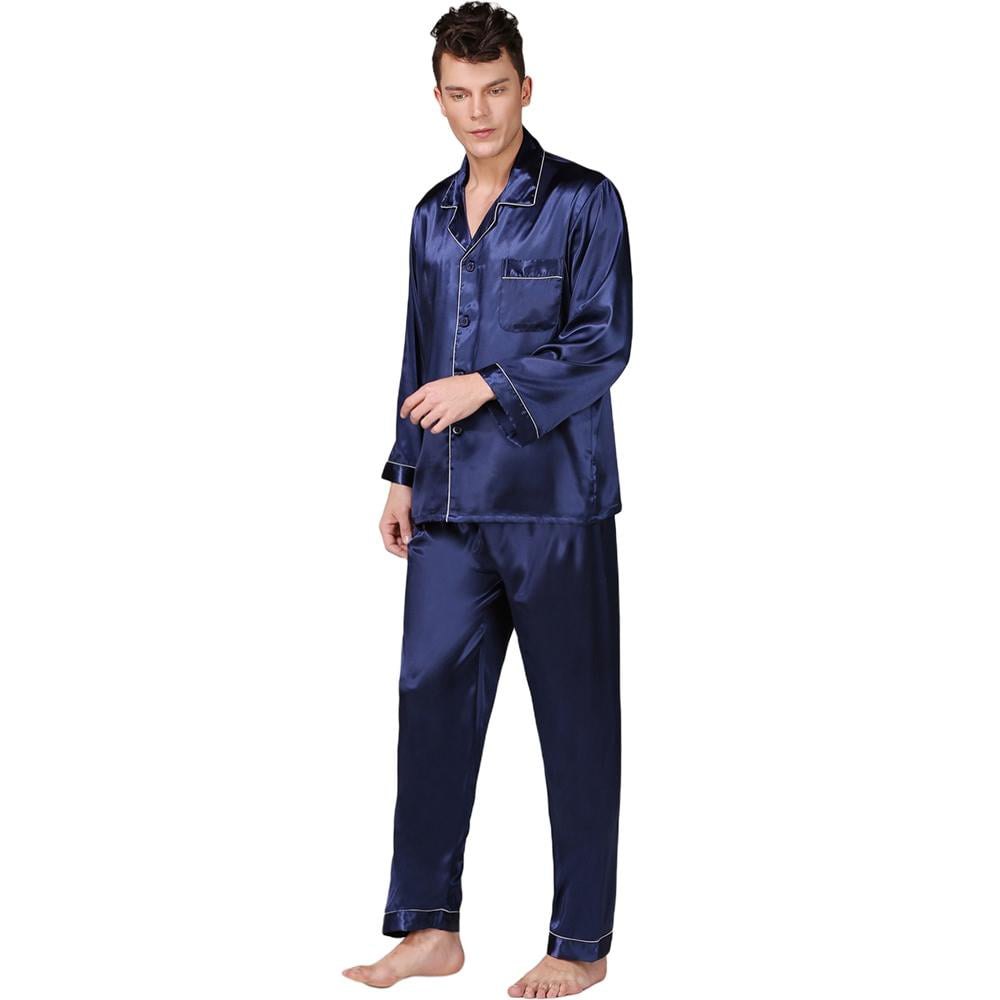 3XL-5XL Big Size 150KG Striped Satin Pajamas Set Men Autumn Spring Long  Sleeve Blouse and Pants Slik Night Wears for Man Pijama
