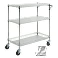 thumbnail image 2 of KFFKFF 3-Tier Kitchen Cart, Steel Rolling Cart with 550LBS Capacity, Mobile Service Cart, Metallic Storage Trolley with 80mm Basket, Curved Handle, PP Liner, 2 of 7