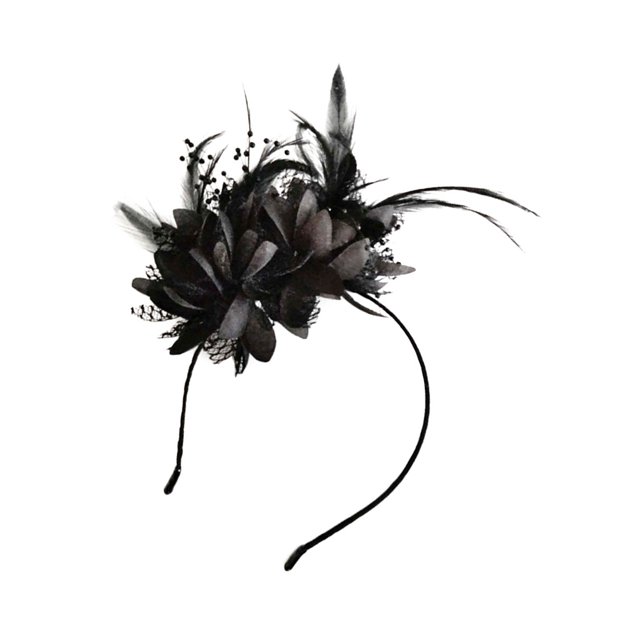 Diadema Ornamento Sonducket Mujeres Boda Ceremonia Pluma Flor Negro AP012180-06B