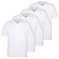 thumbnail image 1 of CECEBA camisetas de hombre, pack de 4 - convexa, cuello V, manga corta, algodón, color liso Blanco 4XL (4X-Large), 1 of 3