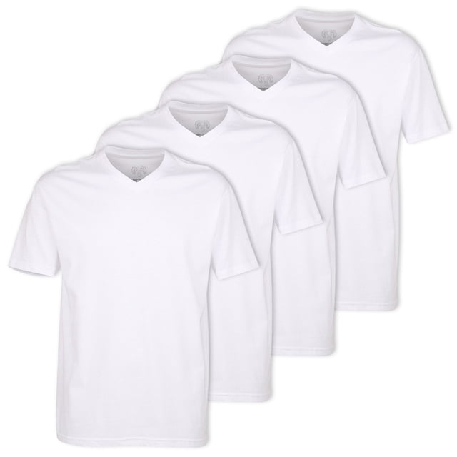 CECEBA camisetas de hombre, pack de 4 - convexa, cuello V, manga corta, algodón, color liso Blanco 4XL (4X-Large)