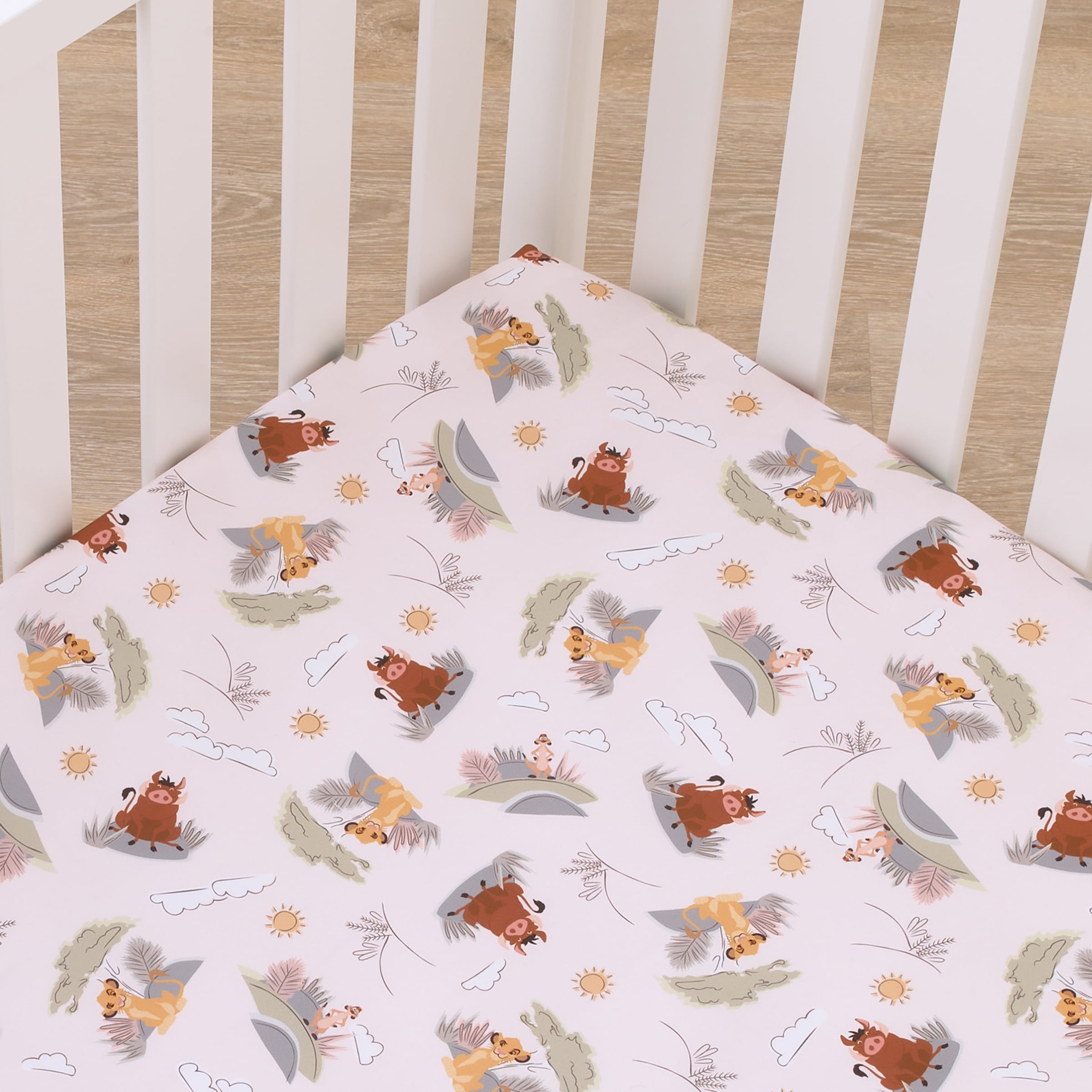 Disney Lion King Simba, Timon, and Pumba Fitted Crib Sheet