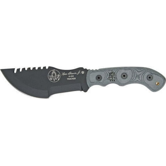 Tops TPT010T2 Black Carbon Steel Tom Brown Tracker Survival Fixed Blade Knife