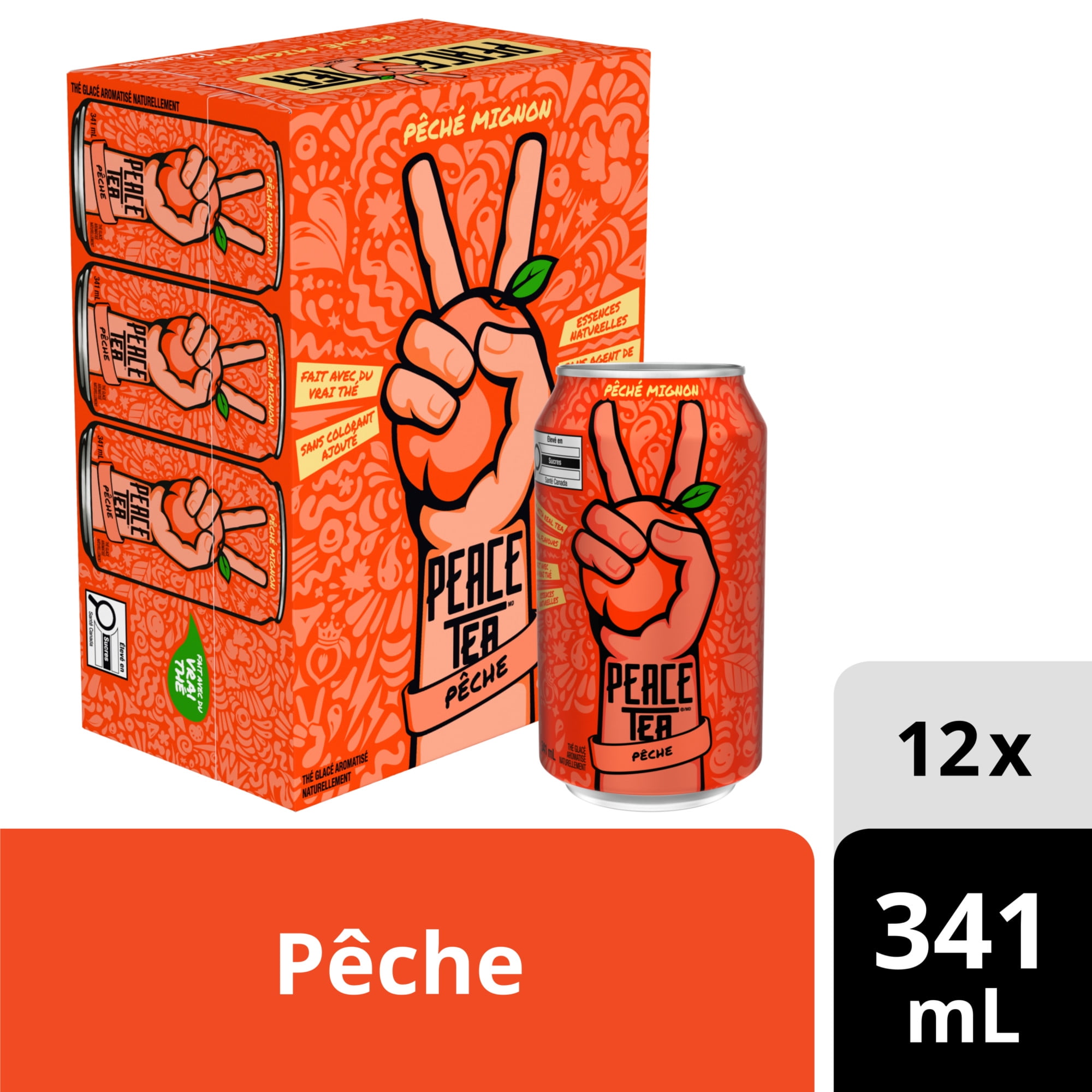 Peace Tea Peach Party Cans, 341 mL, 12 Pack, 12 x 341 mL