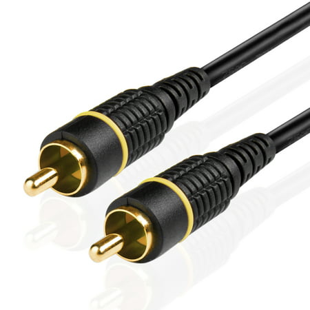 Subwoofer S/PDIF Audio Digital Coaxial RCA Composite Video Cable (15 Feet) - Gold Plated Dual Shielded RCA to RCA Male Connectors -