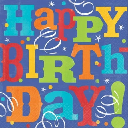 Colorful Birthday Fever Luncheon Napkins , Pack of 16, Multi , 65" x 65" Tissue