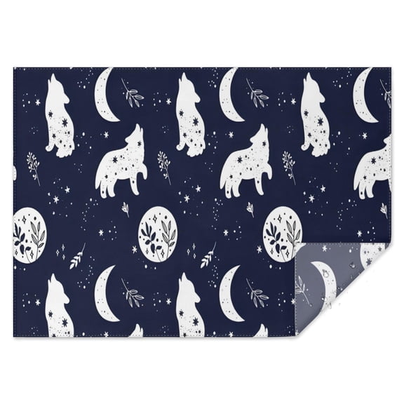 Celestial Wolf Halloween Pattern Rectangle Tablecloth 60"x84",Waterproof Polyester Rectangle Table Cloth, Wipeable Spillproof Polyester Tablecloth for Dining, Camping, Indoor and Outdoor