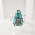 thumbnail image 5 of Coffin Blue Copper Turquoise Ring, Natural Turquoise Ring, December Birthstone, Womens Ring, Coffin Ring, 925 Sterling Silver, Christmas, Handmade, Statement Jewelry, Coffin Shape Gemstone Ring, 5 of 6