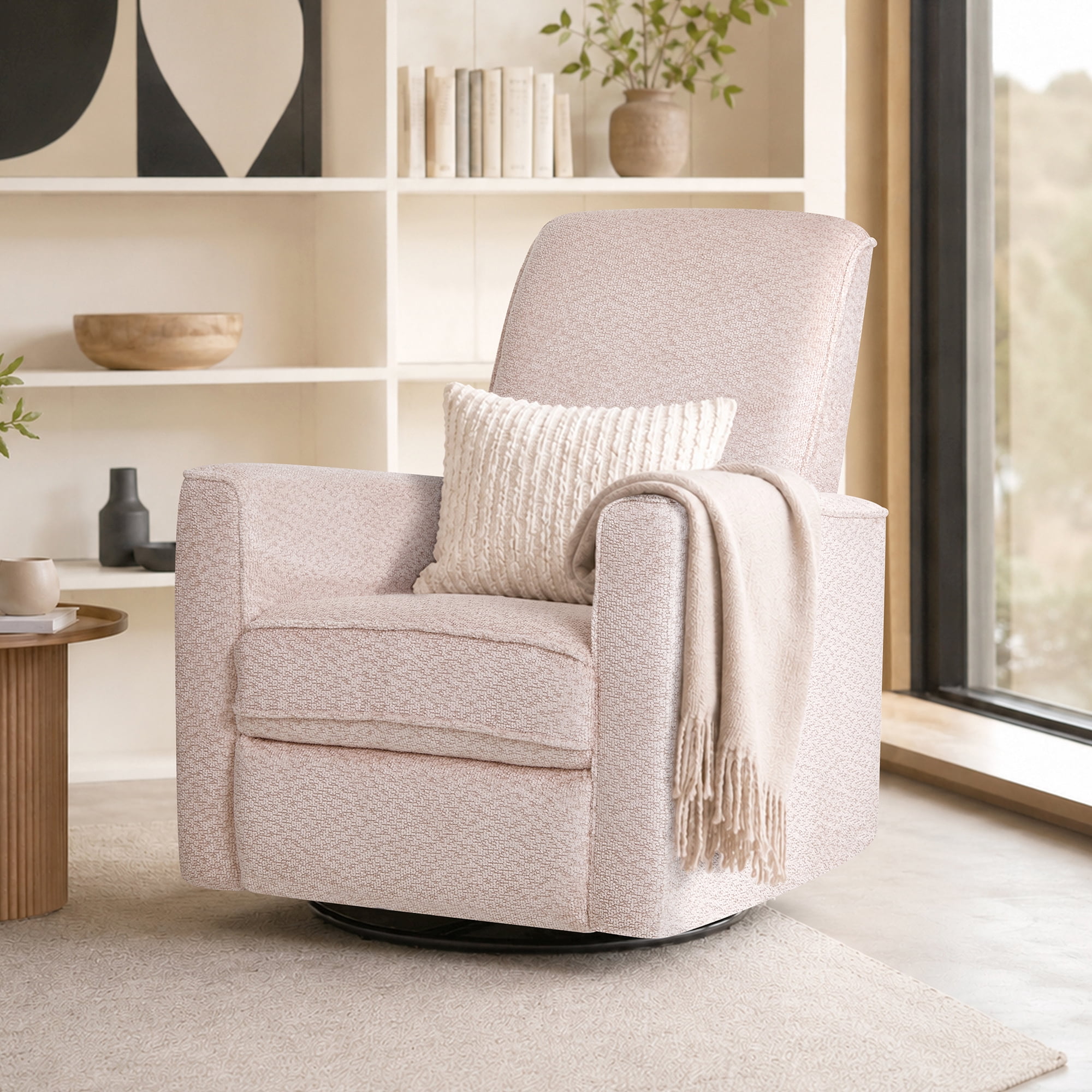 Evolur Raleigh Basic Glider |Recliner| Rocker, Ballet Pink