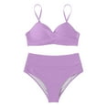 thumbnail image 6 of TOWED22 Women Two Piece Swimsuits High Waisted Bikini Set High Cut Color Block Adjustable Straps Bathing Suit（Purple,XXL）, 6 of 7