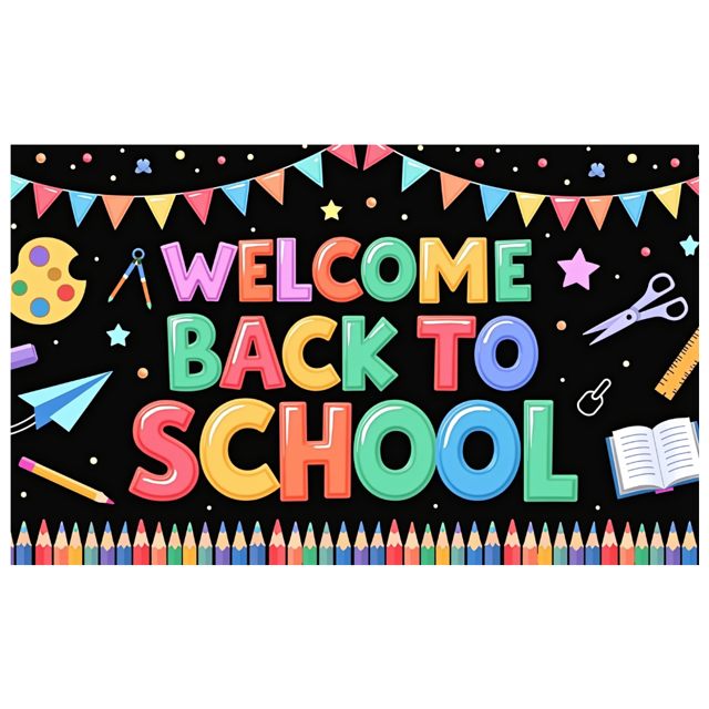 Colorful Design Back to School Banner Educational Theme Welcome Decoration for Classroom Decor School Event Kids Party