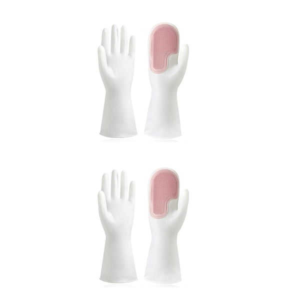 Injueey 1 par de guantes para lavar platos, fregador de manos, manoplas de esponja, herramientas Rosa 2piezas Injueey CBP220045
