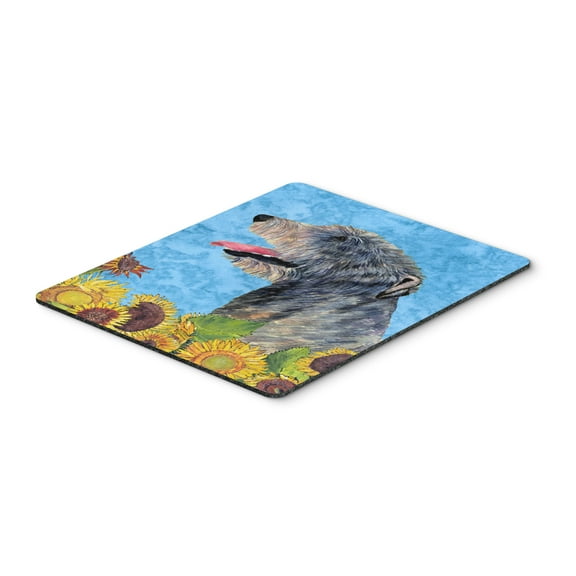 "Irish Wolfhound in Summer Flowers Mouse Pad Hot Pad or Trivet"
