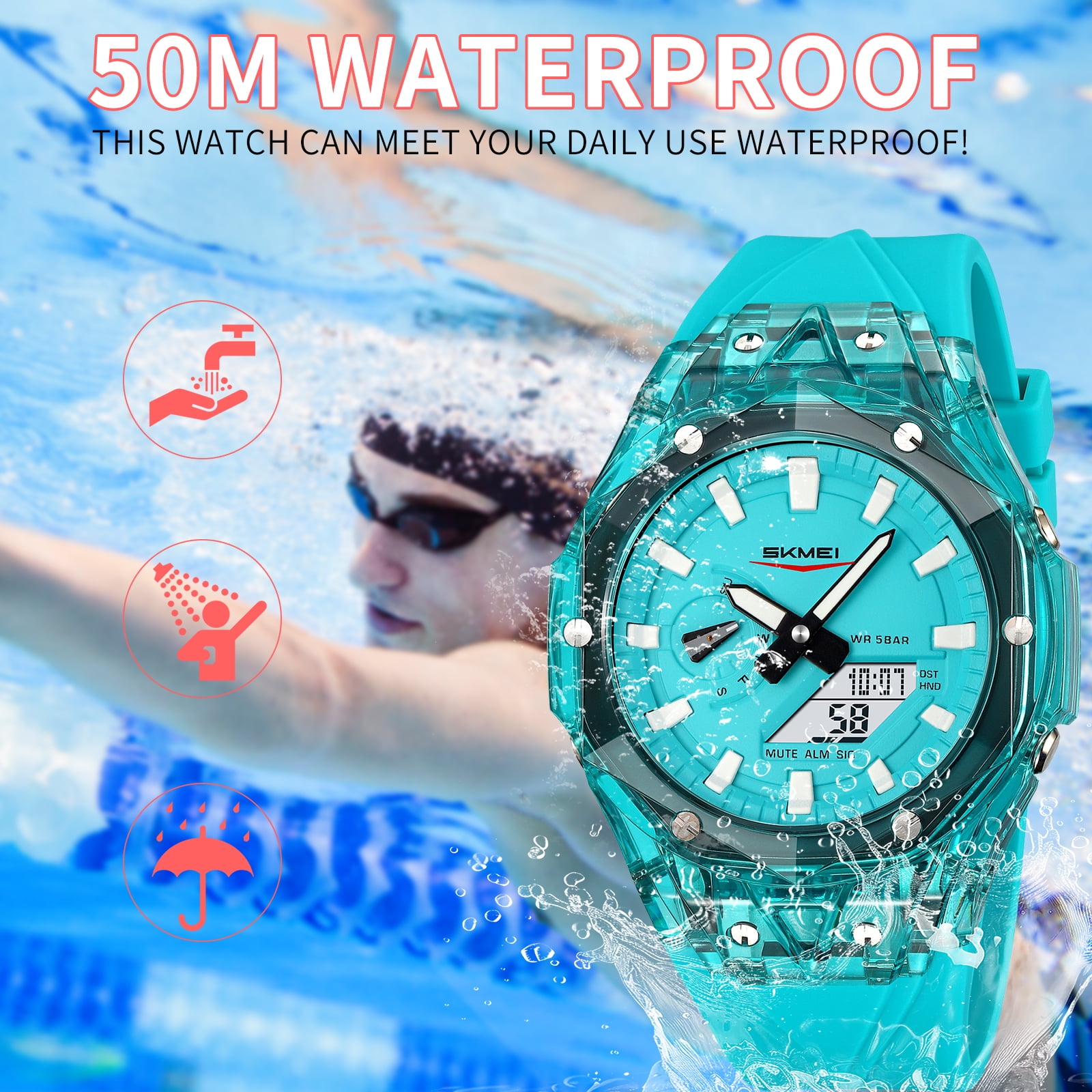SKMEI Mens Digital Watch Sports Military Multifunctional Watches Waterproof Outdoor Chronograph Wrist Watches for Men with LED Back Ligh/Alarm/Date