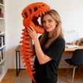 thumbnail image 5 of 29.5" Spinosaurus Plush Dino Outfit, Outfit Halloween Fun Dinosaur Skeleton Plush Costume with Spine Extension for Parties, Wearable Dino Skeleton Plush (Orange), 5 of 6