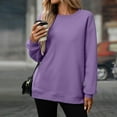 thumbnail image 6 of Htigea Oversized Sweatshirts for Women Fleece Crewneck Pullover Long Sleeve Tops Casual Loose Athletic Shirts with Pockets Purple XL, 6 of 9