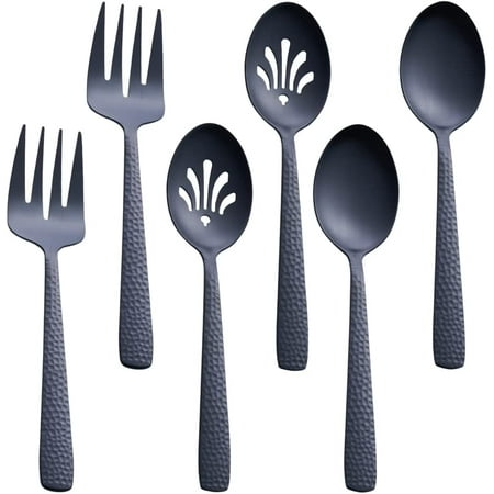 

Matte Black Serving Utensil Set 9.5-inch Stainless Steel Large Serving Spoon and Serving Fork Satin Finish