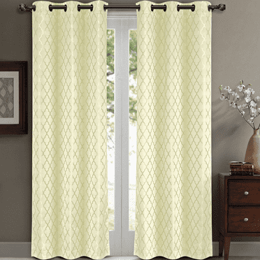 Pair Willow Thermal-Insulated Blackout Curtain Panels ( Set of 2) - each Panel 42"W x 84"L - Ivory