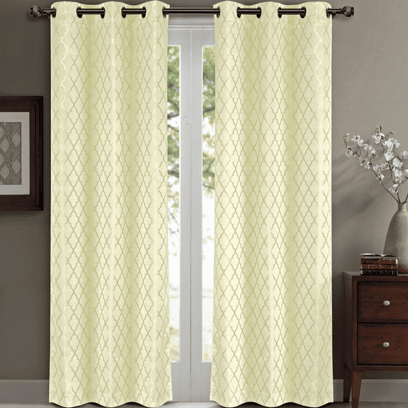 Pair Willow Thermal-Insulated Blackout Curtain Panels ( Set of 2) - each Panel 42"W x 84"L - Ivory
