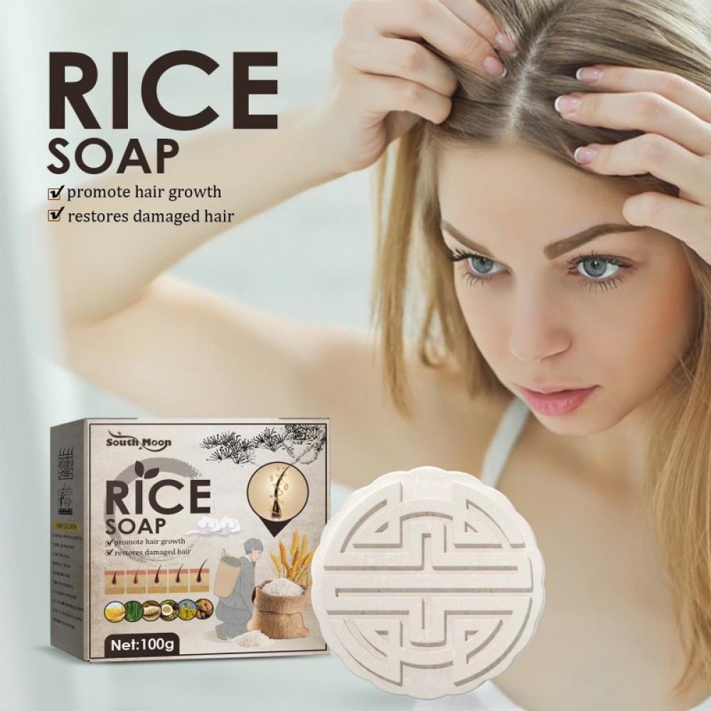 100g Rice Water Shampoo Soap Bar Hair Growth Oil Control Damage Hair Frizzy Dry Treatment Anti