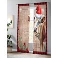 thumbnail image 4 of Christmas Sheer Curtains 96 Inch Long 2 Panels, Cow Farmhouse Snowflake Berry Wood Grain Light Filtering Rod Pocket Semi Sheer Curtains, Sheer Voile Drapes for Living Room Bedroom, 52"x96", 4 of 5