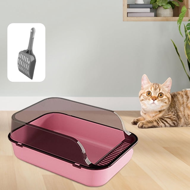 Cat Litter Box Pet Litter Tray for Small Pets Small Medium Large Cats Rabbit Pink