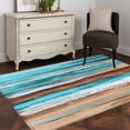 thumbnail image 4 of Vintage Wooden Washable Area Rugs 3'x5', Board Abstract Blue Turquoise Wood Grain Low Pile Throw Living Room Rug Non-Slip Sturdy Edge Binding Carpet for Indoor Entryway Bedside Kitchen, 4 of 9