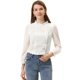 thumbnail image 1 of Allegra K Blusa De Manga Larga Con Cuello Redondo Y Volantes De Lunares Suizos Para Mujer Blanco L, 1 of 4
