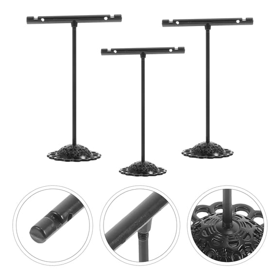 MUSEYA 3Pcs T Shape Earring Stand Iron Jewelry Display Black for Home Use