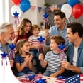 thumbnail image 2 of huayou 4th of July Star Wand Set of 2, Reusable Lightweight Star Decor with Ribbon Bow for Party, Vase Filled, Fireplace, 2 of 6