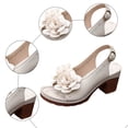 thumbnail image 5 of Rokment Women's Flower Platform Dressy Sandals for Ladies Summer Fashion Casual Floral Leather Open Toe Chunky Block High Heels Slingback Dress Pumps Beige Size 6, 5 of 8