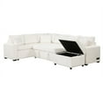 thumbnail image 6 of PAPROOS 6 Seat Sectional Chaise With a Storage Ottoman and 3 Pillows, 112.2" Sectional Sofa Pull-out Sofa Bed Sleeper with Charging Devices, U Shape Oversized Sectional Couch for Living Room, Cream, 6 of 9