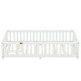 thumbnail image 4 of Euroco Wood Twin Size Bed with Safety Guardrails and Door, Low Profile Floor Bed, White, 4 of 14