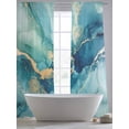 thumbnail image 4 of Turquoise Marble Sheer Curtains 2 Panels Set Abstracts Gold Wave Lines Gradient Texture Sheer Window Curtains Light Filtering Rod Pocket Voile Drapes for Bedroom Living Room 52"X96", 4 of 8