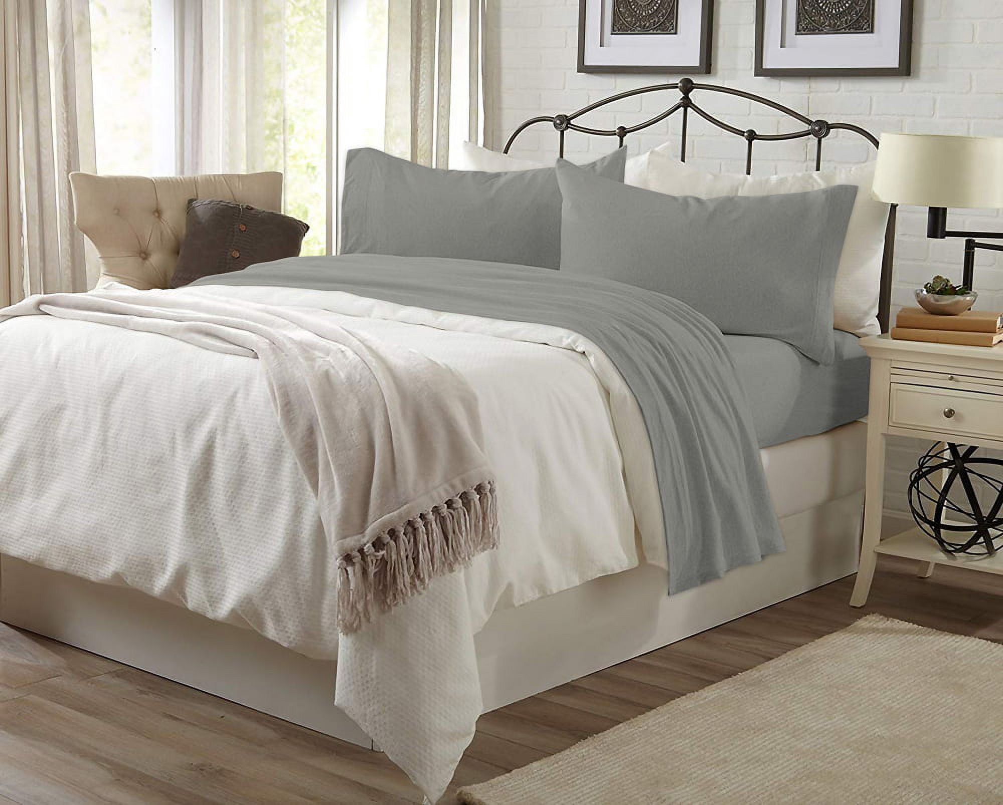 Full 4-Piece Sheet Set, Brooklyn Flat Cotton Blend Ultra Soft Jersey Knit Sheet Set By Royale Linens