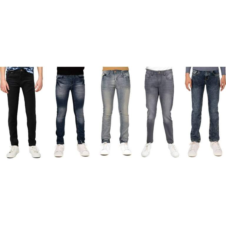 CULTURA Skinny Jeans for Little Boys Slim Wash Stretch Comfy Denim Pants,  Age 3-7, Dark Blue Accent Stitch, Size 5