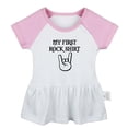 thumbnail image 5 of Pack of 2, My First Rock Shirt & Born to Rock just like my daddy Funny Dresses For Baby, Newborn Babies Skirts, Infant Princess Dress, Toddler Frocks (Pink Raglan Dresses, 0-6 Months), 5 of 5