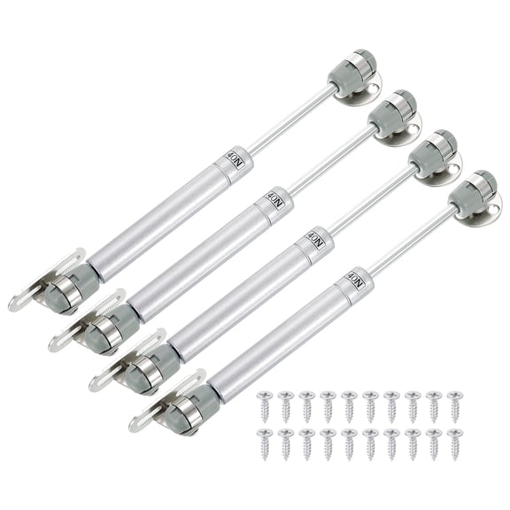 Uxcell 4 Pack Lid Support Hinges, 8 Inch 40N Gas Struts Soft Close Folding Lid Stay Hinges Lift Support Slow Lowering Pneumatic Lid Buffer for Cabinet Closet Wardrobe, Silver