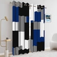 thumbnail image 2 of Black Grey Blue Blackout Curtains for Bedroom Living Room，Abstract Geometric Grommet Window Drapes 42x63 Inch,2 Panels, 2 of 7