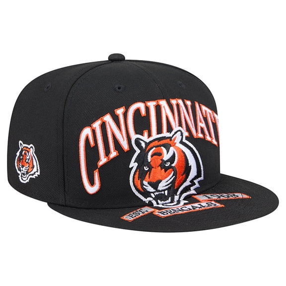 Men's New Era Black Cincinnati Bengals Head Oversized 59FIFTY Fitted Hat