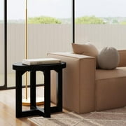 Round Black Cross X Base Wood End Table by East at Main, Modern Living Room Furniture 22" Dia x 22" H