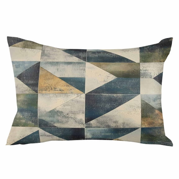 Rhombus Navy Blue Green Throw Pillow Cover 20 x 30 Inch Decorative Pillow Cover Geometric Modern Abstract Lumbar Pillowcase Seasonal Rectangle Cushion Case for Couch Sofa Bed Living Room