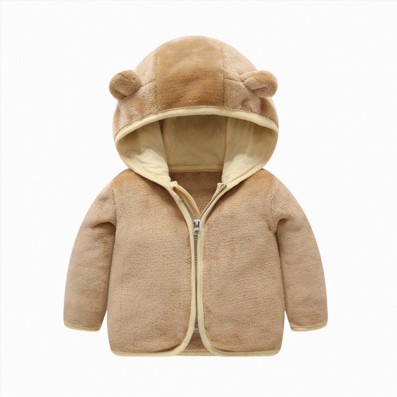 Xyant Baby Boys Girls Hooded Fleece Jacket Cute Bear Hoodie Zip Up Teddy Coat Toddler Sherpa Winter Warm Outwear With Pocket (Brown,4-5 Years)