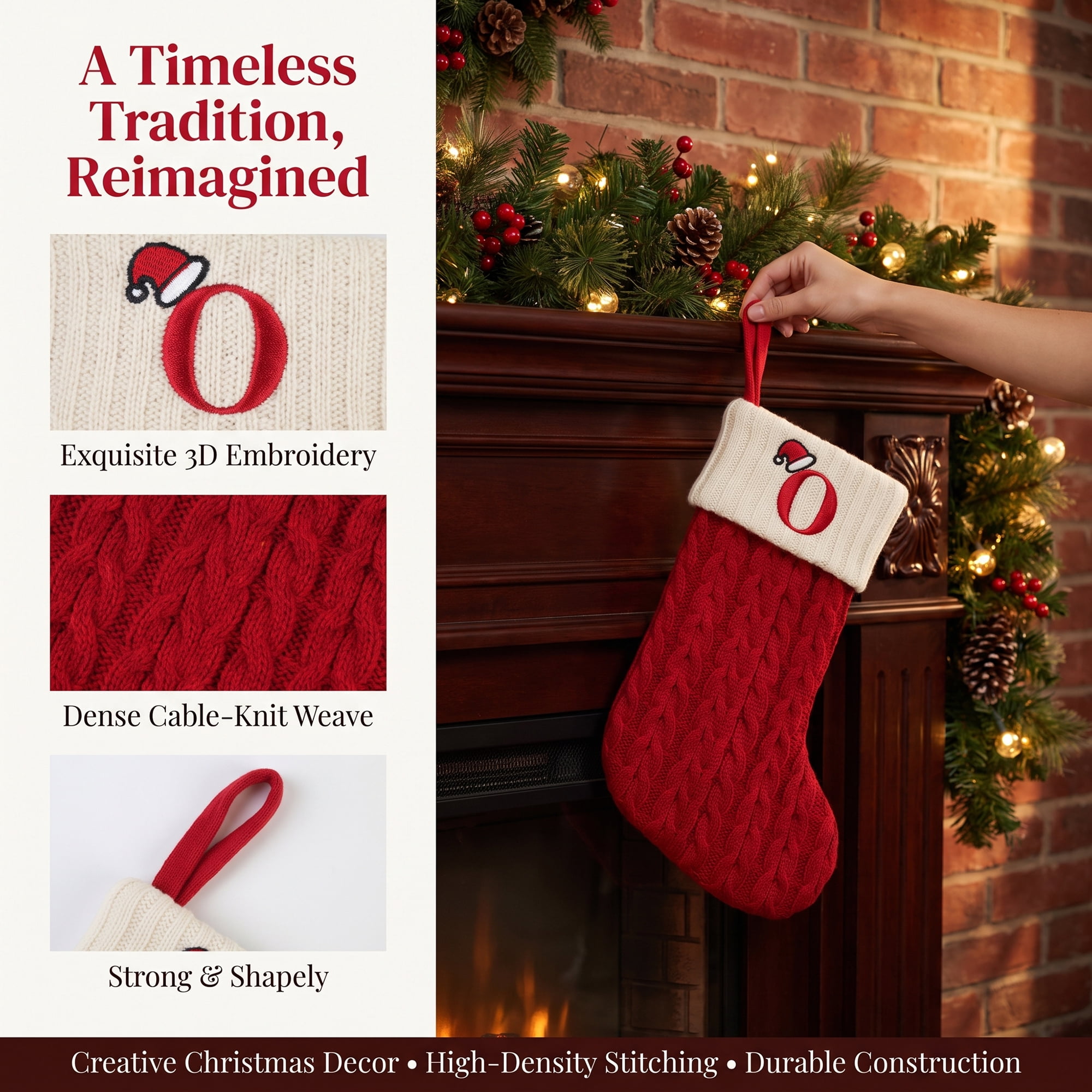 Unique Bargains Cartoon Christmas Luxury Grand Hearth Accent Stocking Letter O 8"