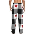 thumbnail image 3 of Bingfone Heart Black Buffalo Plaid Gingham Mens All Over Print Sleep Pajama Pants-Xx-Large, 3 of 9