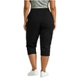 thumbnail image 5 of Diufon Plus Size Cargo Pants for Women Button Elastic Waisted Travel Hiking Capri Pants with Multi Pockets, 5 of 9